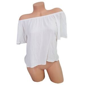 NWT Astradivarius White Chiffon Off The Shoulder Blouse Size Small